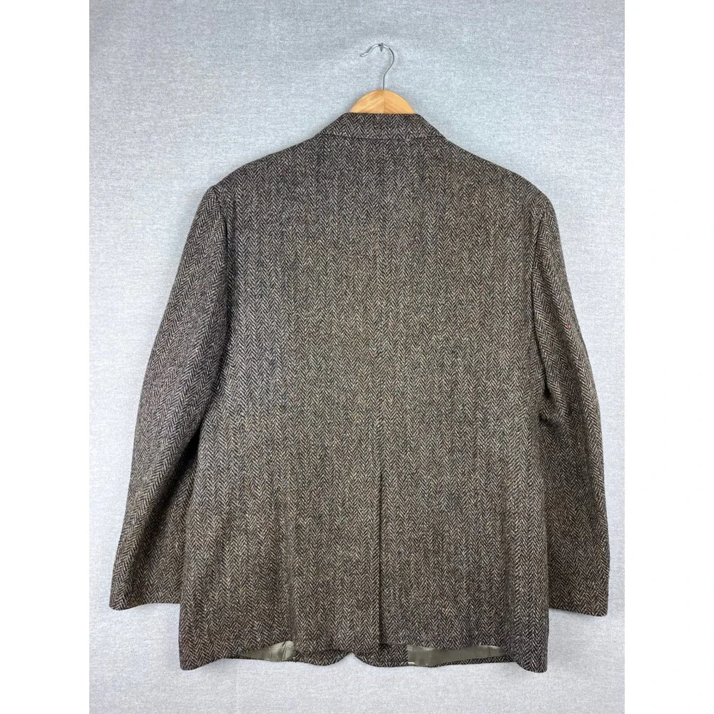Harris‎ Tweed The Art Co Brown Herringbone Wool Blazer Sport Coat 42 Mens USA